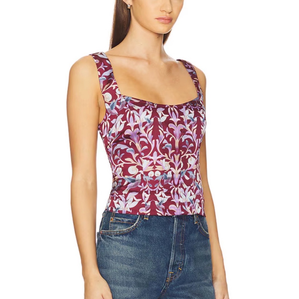 Free People Grace Corset Top in Cabernet Combo size XS - Picture 2 of 13